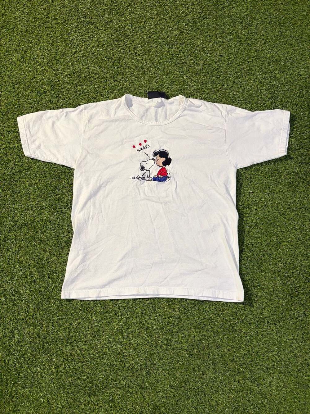 Vintage Peanuts Collection Snoopy and Lucy SMAK! Embroidered T-Shirt
